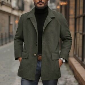 Manly MEN'S VINTAGE CORDUROY STAND COLLAR SINGLE BREASTED SLIM SHORT COAT